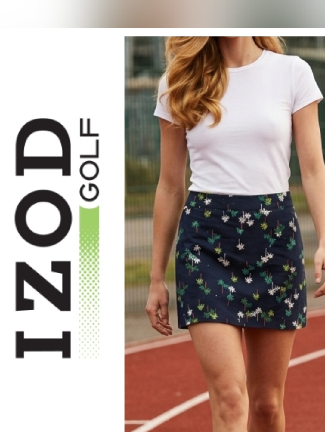 Izod Golf Navy Palm-Print Mini Skort